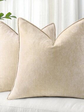 Beige Throw Pillow Covers Set of 2 NWOT 24x24 Inch